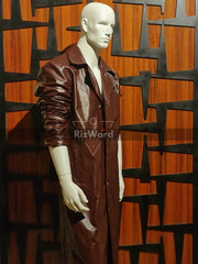 Cowhide Brown Leather Oversize Assassin Creed Look Trench Coat