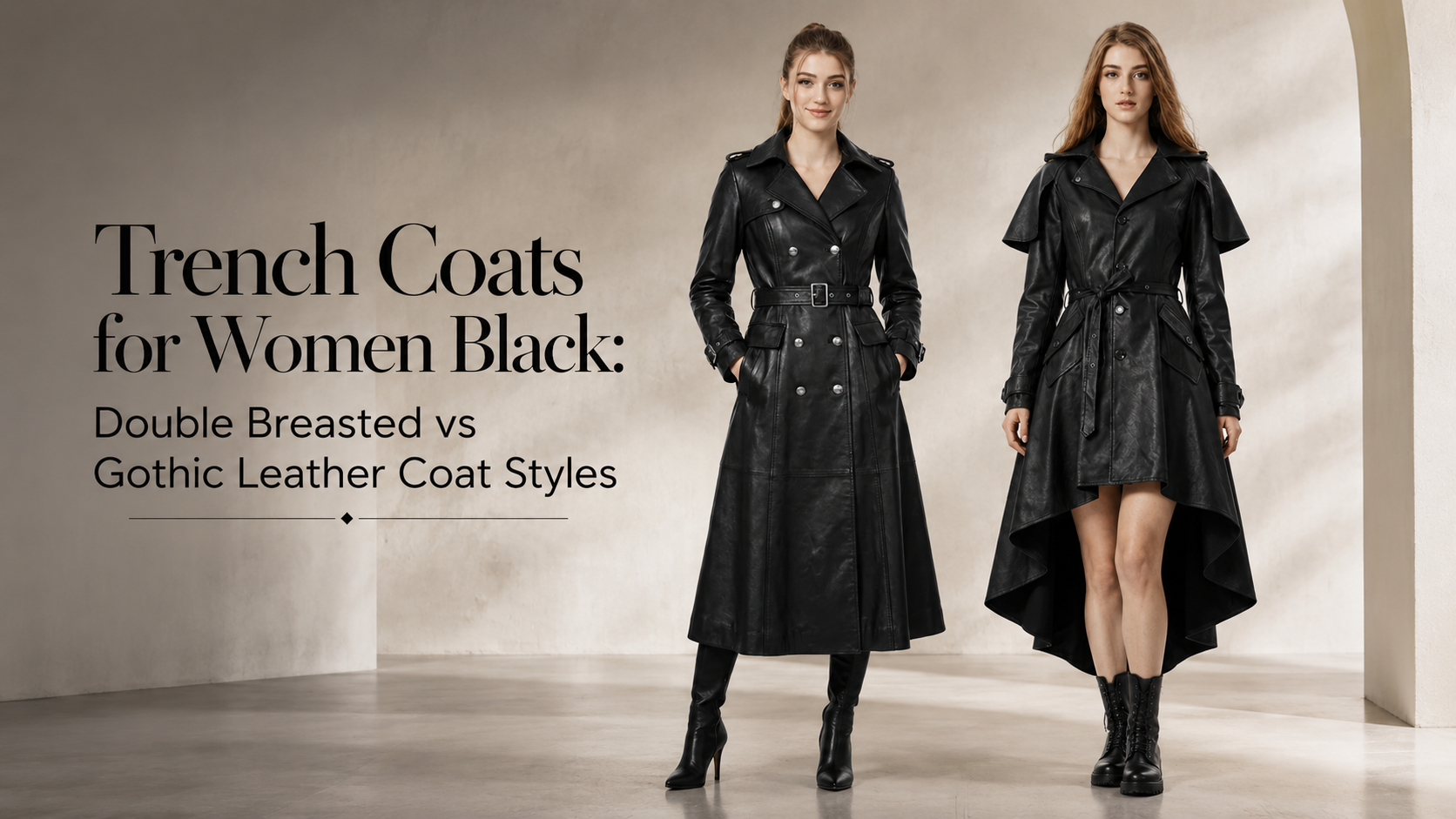 Trench Coats for Women Black: Double Breasted vs Gothic Leather Coat Styles