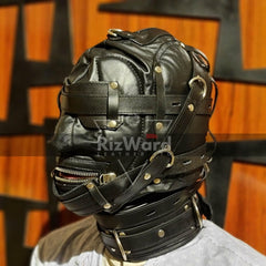 100% Genuine Leather Bondage Hood - Rizwards Leather