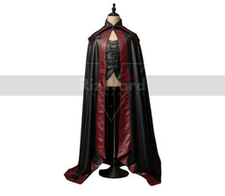 Red and Black Leather Vampire Cloak with Vest - Wizard - Fantasy - Gothic - Long Cloak