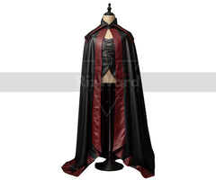 Red and Black Leather Vampire Cloak with Vest - Wizard - Fantasy - Gothic - Long Cloak