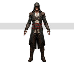 Handmade Leather Pirate Creed Hooded Coat - Gothic Medieval OverCoat - Anime Cosplay Long Coat - Steampunk Leather Assassin Coat For Cosplay