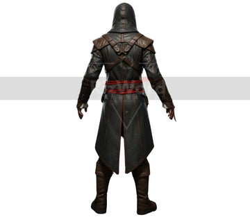 Handmade Leather Pirate Creed Hooded Coat - Gothic Medieval OverCoat - Anime Cosplay Long Coat - Steampunk Leather Assassin Coat For Cosplay