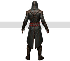 Handmade Leather Pirate Creed Hooded Coat - Gothic Medieval OverCoat - Anime Cosplay Long Coat - Steampunk Leather Assassin Coat For Cosplay