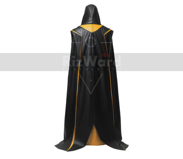 Black And Yellow Leather Hooded Cloak with Armour - Leather Armour Cloak For Cosplay