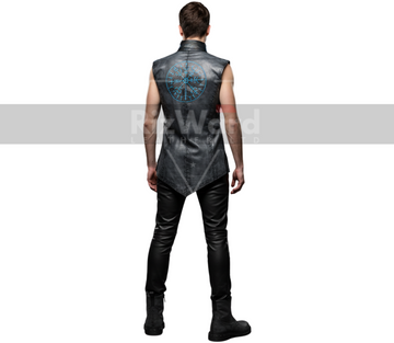 Sleeveless Rave Leather Viking Tunic with Pants - Ren Fair Medieval Leather Vest - Renaissance Vest for Cosplay Costume - Viking Shirt