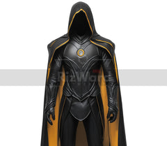 Black And Yellow Leather Hooded Cloak with Armour - Leather Armour Cloak For Cosplay