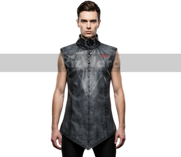 Sleeveless Rave Leather Viking Tunic with Pants - Ren Fair Medieval Leather Vest - Renaissance Vest for Cosplay Costume - Viking Shirt