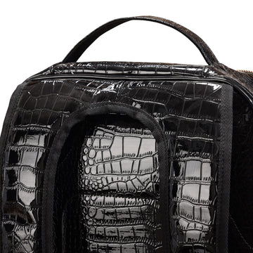 Crocodile Embossed Leather Backpack Unisex - Multi-Pocket Laptop Backpack