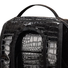 Crocodile Embossed Leather Backpack Unisex - Multi-Pocket Laptop Backpack