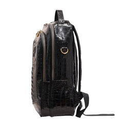 Crocodile Embossed Leather Backpack Unisex - Multi-Pocket Laptop Backpack