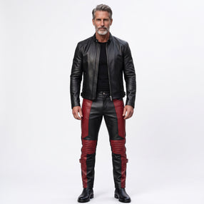 Men's Black Leather Jacket and Pants Set | Genuine Leather Biker & Festival Outfit