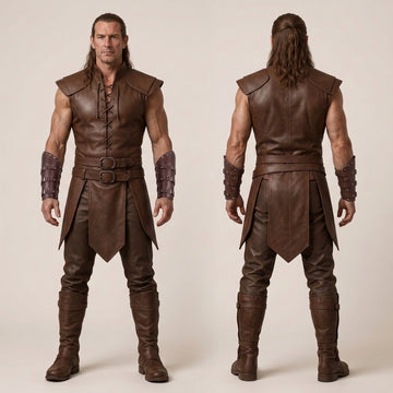 Men's Viking Warrior Costume | Genuine Leather Medieval Armor | LARP Renaissance Wear