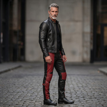 Men's Black Leather Jacket and Pants Set | Genuine Leather Biker & Festival Outfit