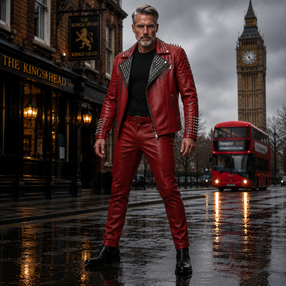 Genuine Leather Handmade Quilted Jacket and Pants Set | Custom Men's Punk Racer Style Outfit