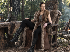 Women's Genuine Brown Leather Viking Vest | Fur Trim Long Leather Vest | Medieval Renaissance Costume | Nordic Warrior Outfit Custom