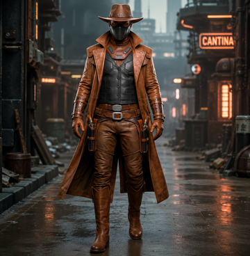 Cad Bane Cosplay Costume | Star Wars Leather Trench Coat | Leather Vest, Leather Hat & Leather Gloves | Halloween Costume