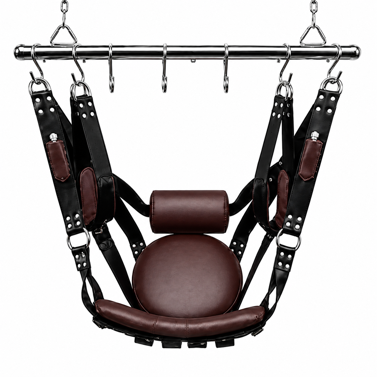 Black & Brown Leather Sex Sling with Rod