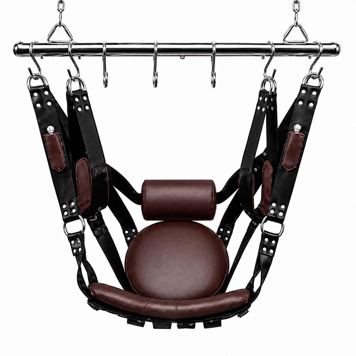 Black & Brown Leather Sex Sling with Rod