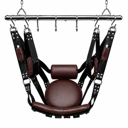 Black & Brown Leather Sex Sling with Rod