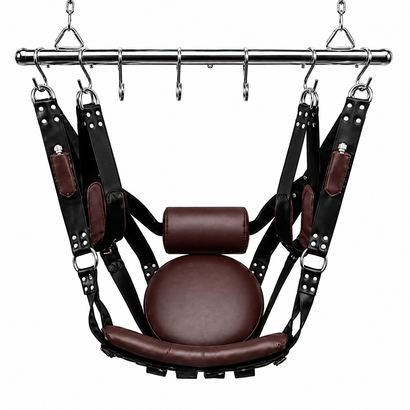 Black & Brown Leather Sex Sling with Rod