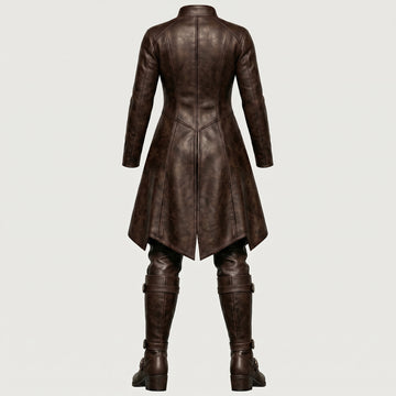 Viking Costume for Women | Brown Leather Coat, Pants & Combat Boots