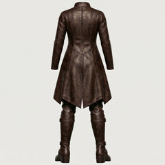 Viking Costume for Women | Brown Leather Coat, Pants & Combat Boots