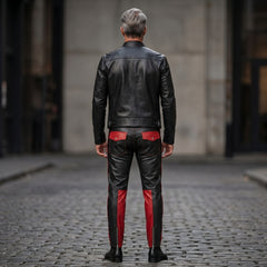Men's Black Leather Jacket and Pants Set | Genuine Leather Biker & Festival Outfit