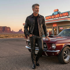 Men's Black Leather Fringe Jacket, Western Biker Style