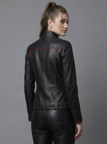 Leather Jacket Women | Womens Leather Jacket & Leather Pants Set, Biker Racer Military Jacket, Cyberpunk Goth Clothes, Custom Jacket