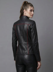 Leather Jacket Women | Womens Leather Jacket & Leather Pants Set, Biker Racer Military Jacket, Cyberpunk Goth Clothes, Custom Jacket