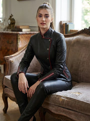 Leather Jacket Women | Womens Leather Jacket & Leather Pants Set, Biker Racer Military Jacket, Cyberpunk Goth Clothes, Custom Jacket