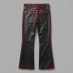 Handmade Black Leather Flared Pants | Mens Leather Pants | Womens Leather Pants | Cyberpunk Pants | Gothic Bell Bottom Pants | Custom Pants