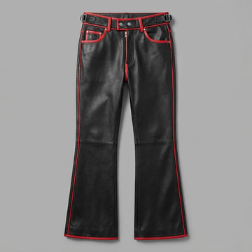 Handmade Black Leather Flared Pants | Mens Leather Pants | Womens Leather Pants | Cyberpunk Pants | Gothic Bell Bottom Pants | Custom Pants