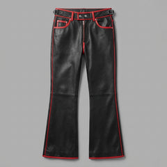 Handmade Black Leather Flared Pants | Mens Leather Pants | Womens Leather Pants | Cyberpunk Pants | Gothic Bell Bottom Pants | Custom Pants
