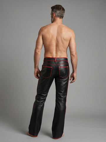 Handmade Black Leather Flared Pants | Mens Leather Pants | Womens Leather Pants | Cyberpunk Pants | Gothic Bell Bottom Pants | Custom Pants