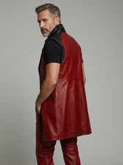 Alternative men’s red leather statement coat