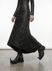 Gothic Leather Boots for Women, Black Chain Combat Boots, Cyberpunk Witch Boots, Medieval Fantasy Punk Platform Boots
