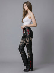 Handmade Women's Leather Pants, Black Gothic Cyberpunk Pants, Mesh Cutout Leather Trousers, Womens Leather Pants, Punk Moto Pants