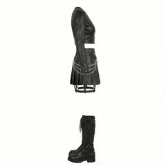 pleated leather mini skirt with chain details