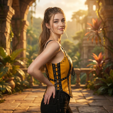 Yellow Leather Corset Top for Women, Handmade Leather Corset, Custom Corset, Yellow Corset, Lace Up Zip Front Corset, Rivet Leather Bustier Top