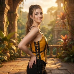 Yellow Leather Corset Top for Women, Handmade Leather Corset, Custom Corset, Yellow Corset, Lace Up Zip Front Corset, Rivet Leather Bustier Top