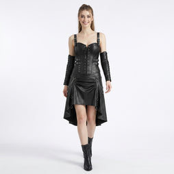 black leather corset and skirt set gothic outfit