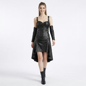 black leather corset and skirt set gothic outfit