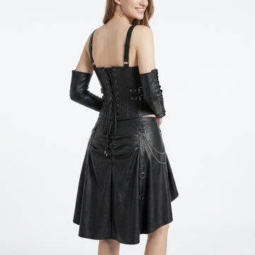 black leather corset and skirt set gothic outfit