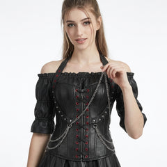 Women's Genuine Leather Gothic overbust corset Dress | Black Leather steampunk clothing | Renaissance Pirate Costume | Medieval LARP Dress, Witch Costume