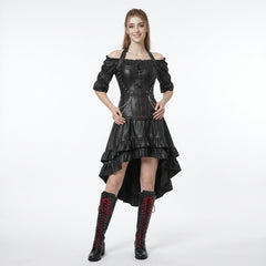 Women's Genuine Leather Gothic overbust corset Dress | Black Leather steampunk clothing | Renaissance Pirate Costume | Medieval LARP Dress, Witch Costume