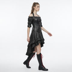 Women's Genuine Leather Gothic overbust corset Dress | Black Leather steampunk clothing | Renaissance Pirate Costume | Medieval LARP Dress, Witch Costume