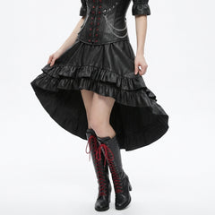 Women's Genuine Leather Gothic overbust corset Dress | Black Leather steampunk clothing | Renaissance Pirate Costume | Medieval LARP Dress, Witch Costume