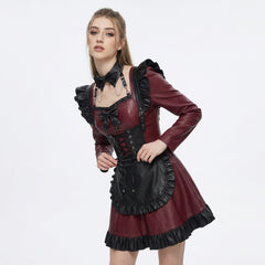 Handmade Leather Gothic Dress | Corset Mini Dress | Gothic lolita dress | Victorian Maid Dress | Dark Academia Goth Clothes